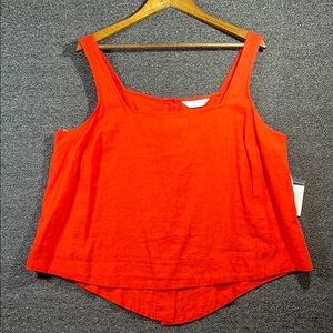 LC Lauren Orange Red High Low Hem Square Neck Tank Top, Plus 0X